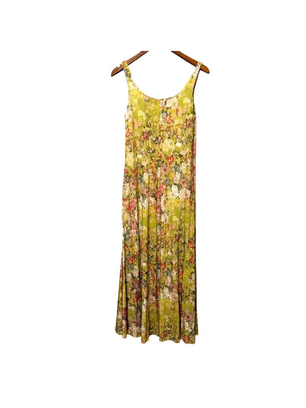 Peruvian Connection St Barth Floral Sleeveless Maxi Dress Green & Pink Size M - Picture 2 of 7